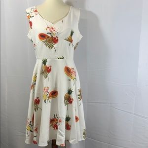 🎉Ayli Tropical fruit dress V Neck Zips in back